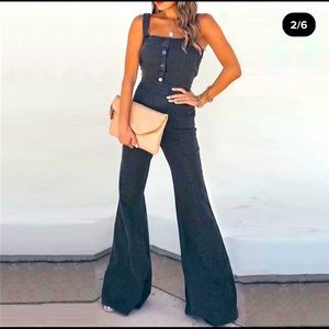 Dark wash denim jumpsuit